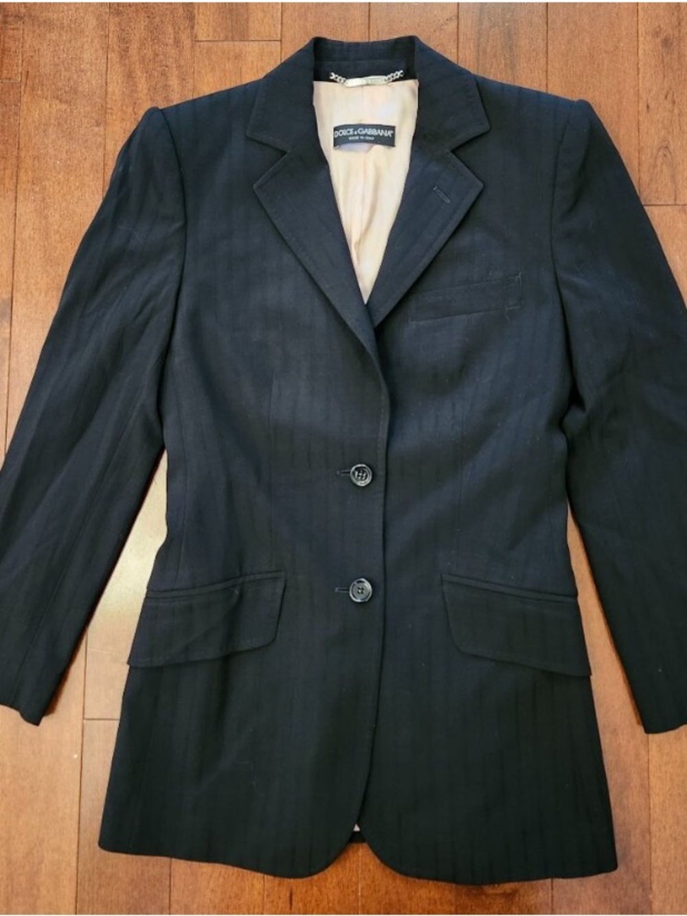 🛍️Dolce & Gabbana Authentic Black Pinstripe Wool Vintage Tailored Women's Blazer